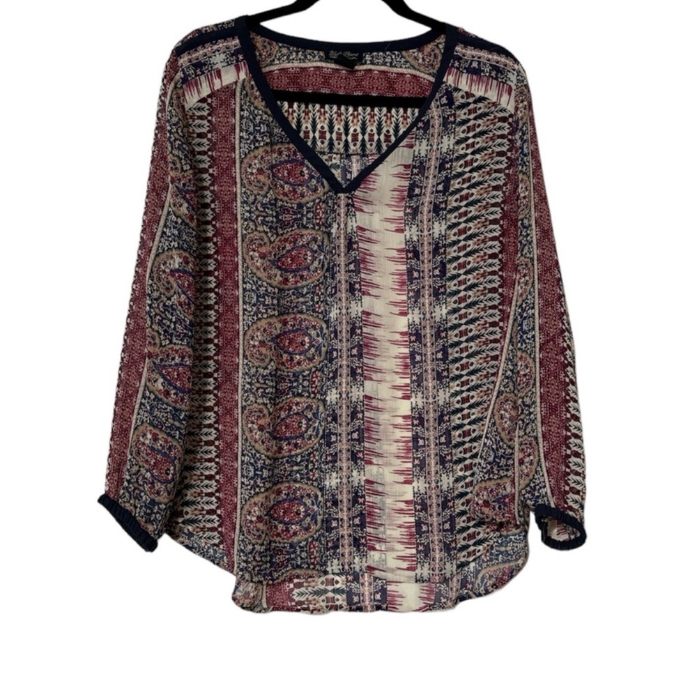 Lucky Brand Multicolor Boho V-Neck Blouse